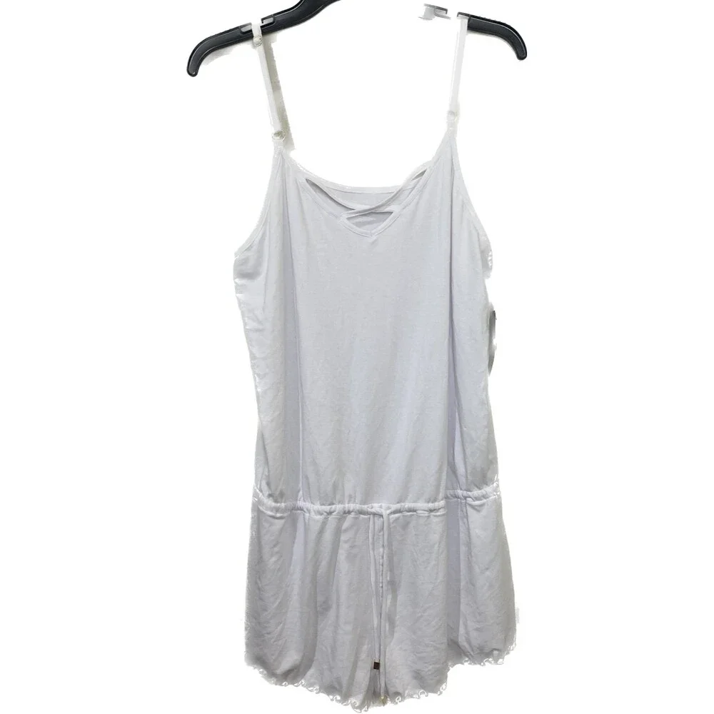 CALIFORNIA WAVES Romper Cover up Drawstring Waist Size XL White Retail $29.99